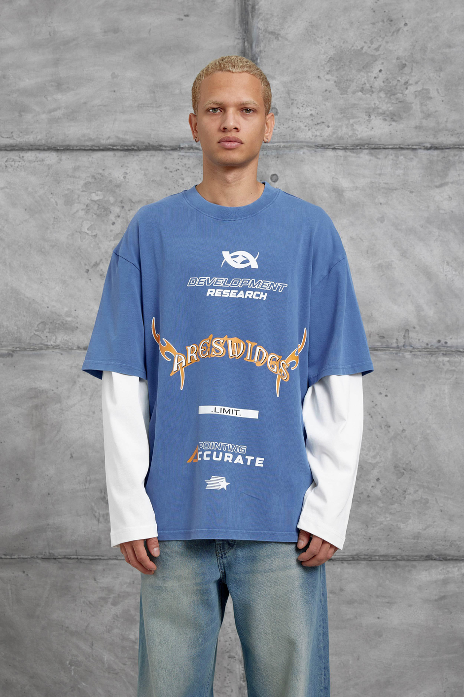 Mavi Nmrc Areswing Yazılı Oversize Parça Kollu Sweatshirt