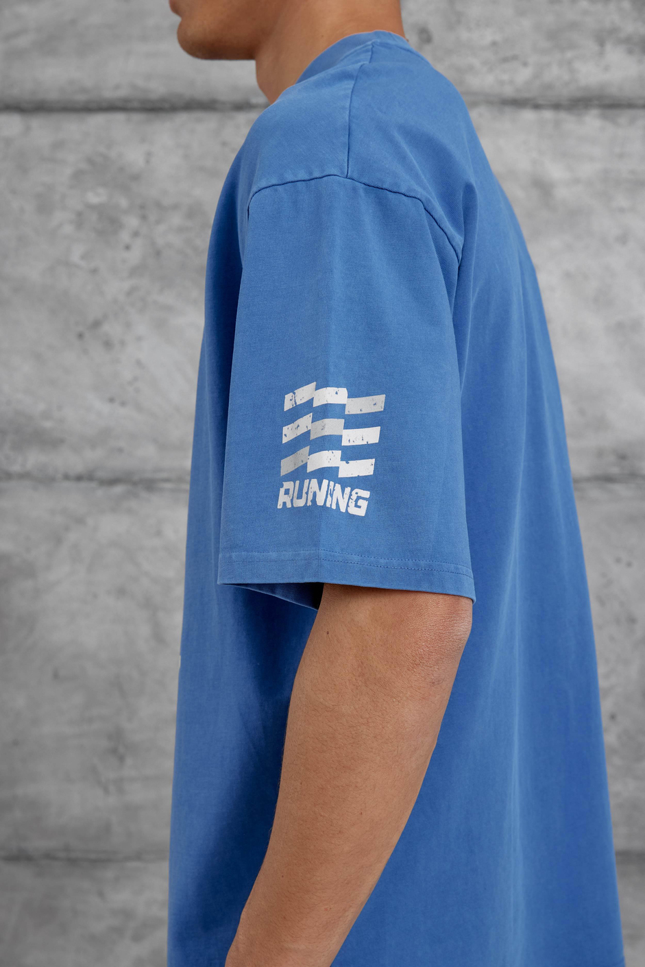 Mavi Remember Yazılı Yakımalı Oversize Tshirt