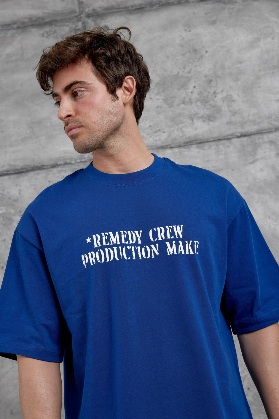 Mavi Remendy Crew Yazılı Oversize Tshirt