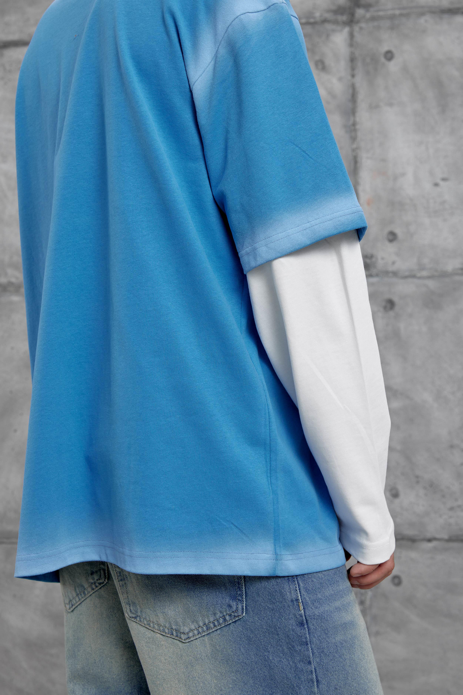 Mavi RESTART BASKILI KOLU PARCALI SWEATSHİRT