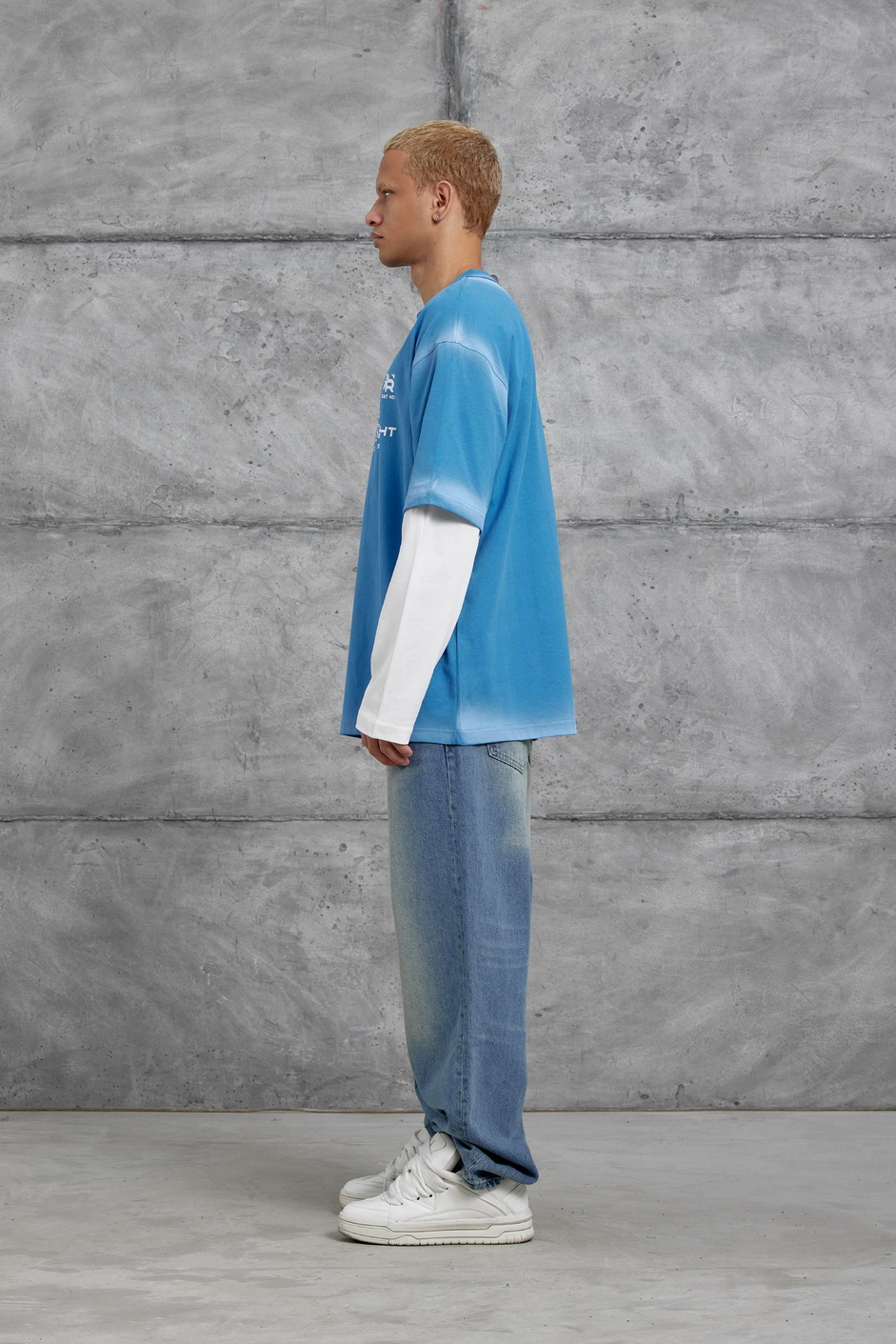 Mavi RESTART BASKILI KOLU PARCALI SWEATSHİRT