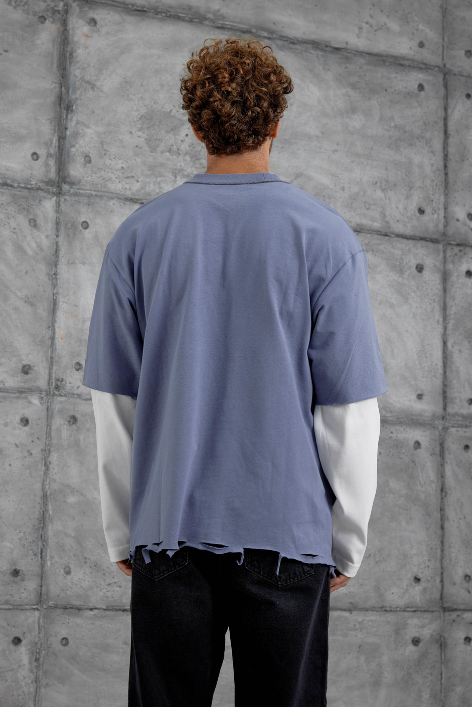 Mavi Rolling Stone Baskılı Parça Kollu Sweatshirt