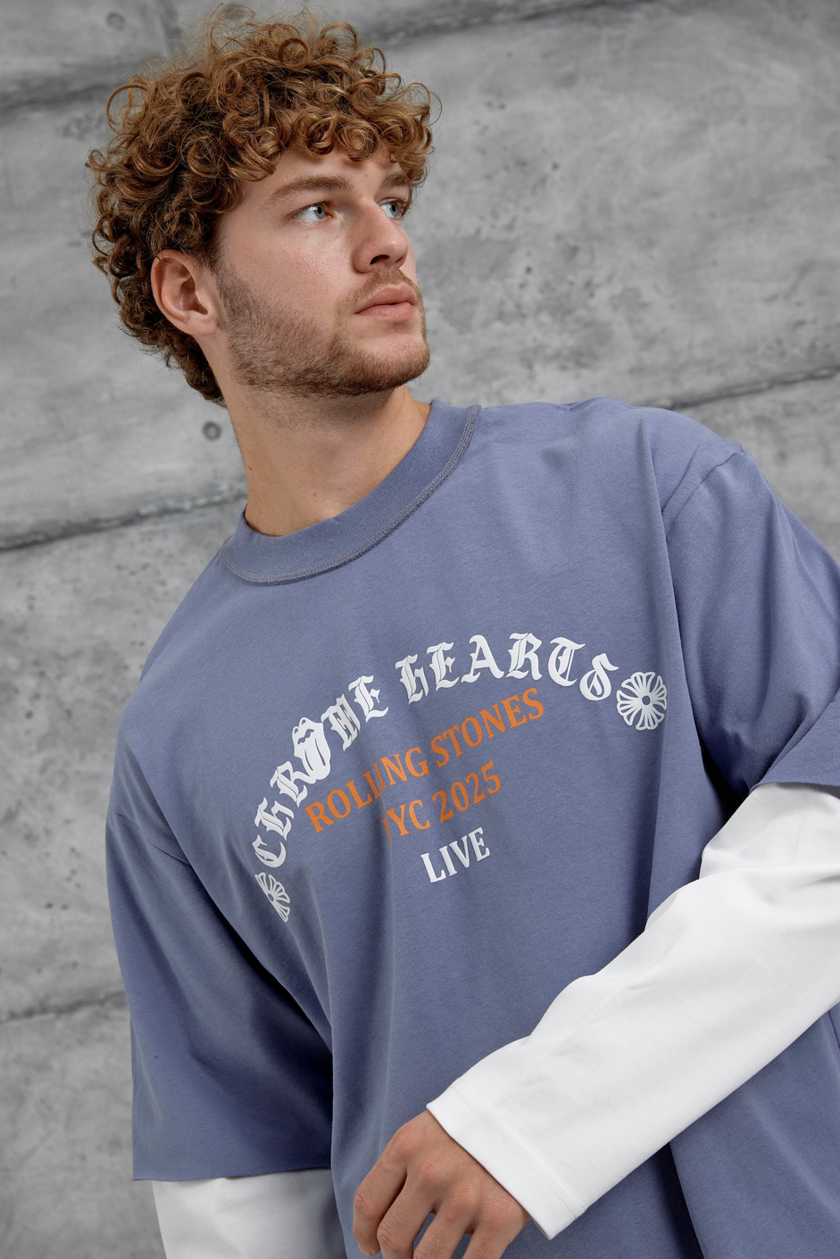 Mavi Rolling Stone Baskılı Parça Kollu Sweatshirt