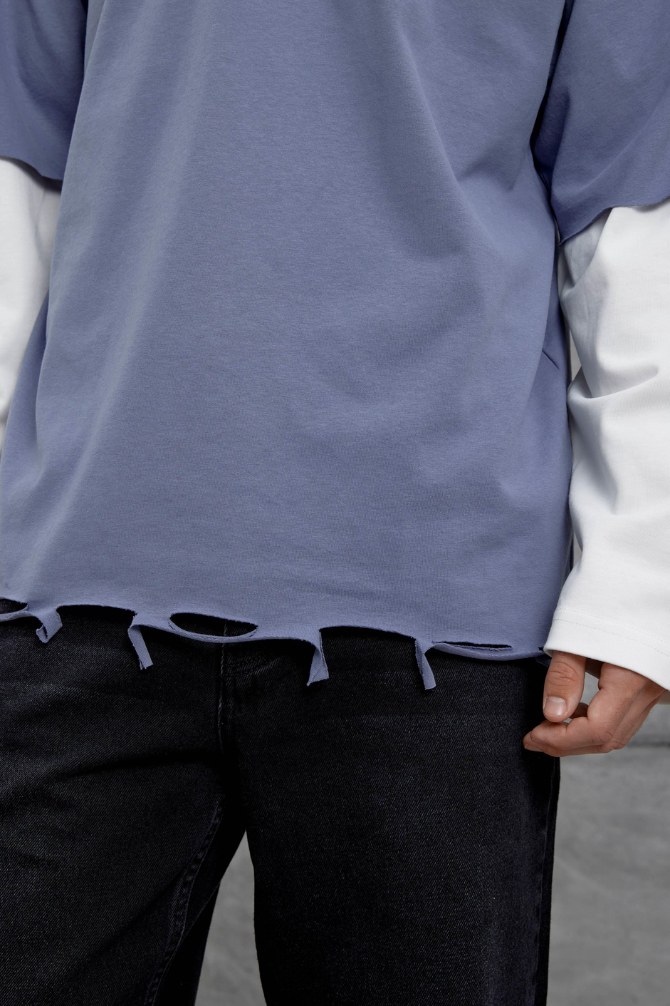 Mavi Rolling Stone Baskılı Parça Kollu Sweatshirt