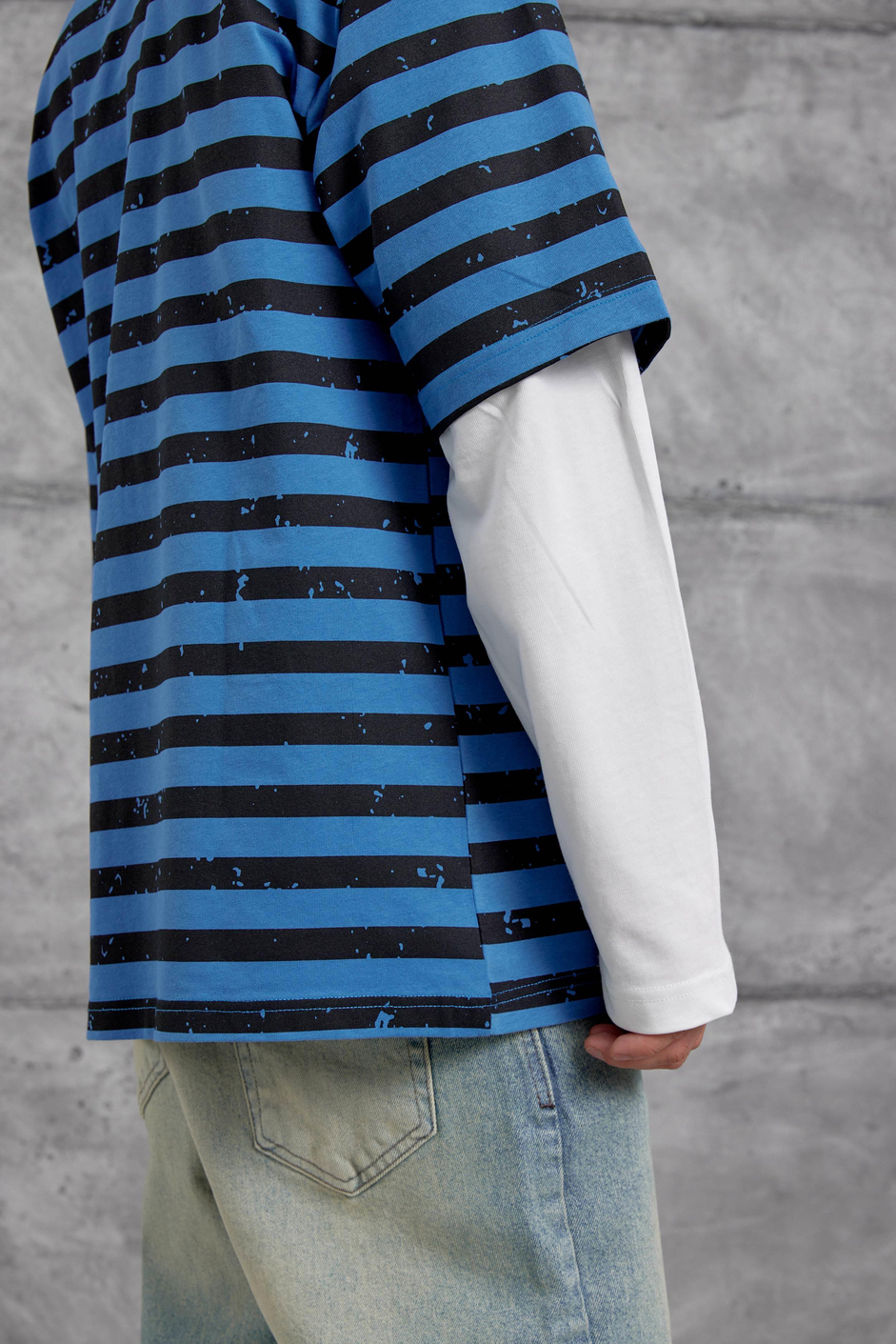 Mavi TAINED BASKILI KOLU PARCALI OVERSİZE SWEATSHIRT