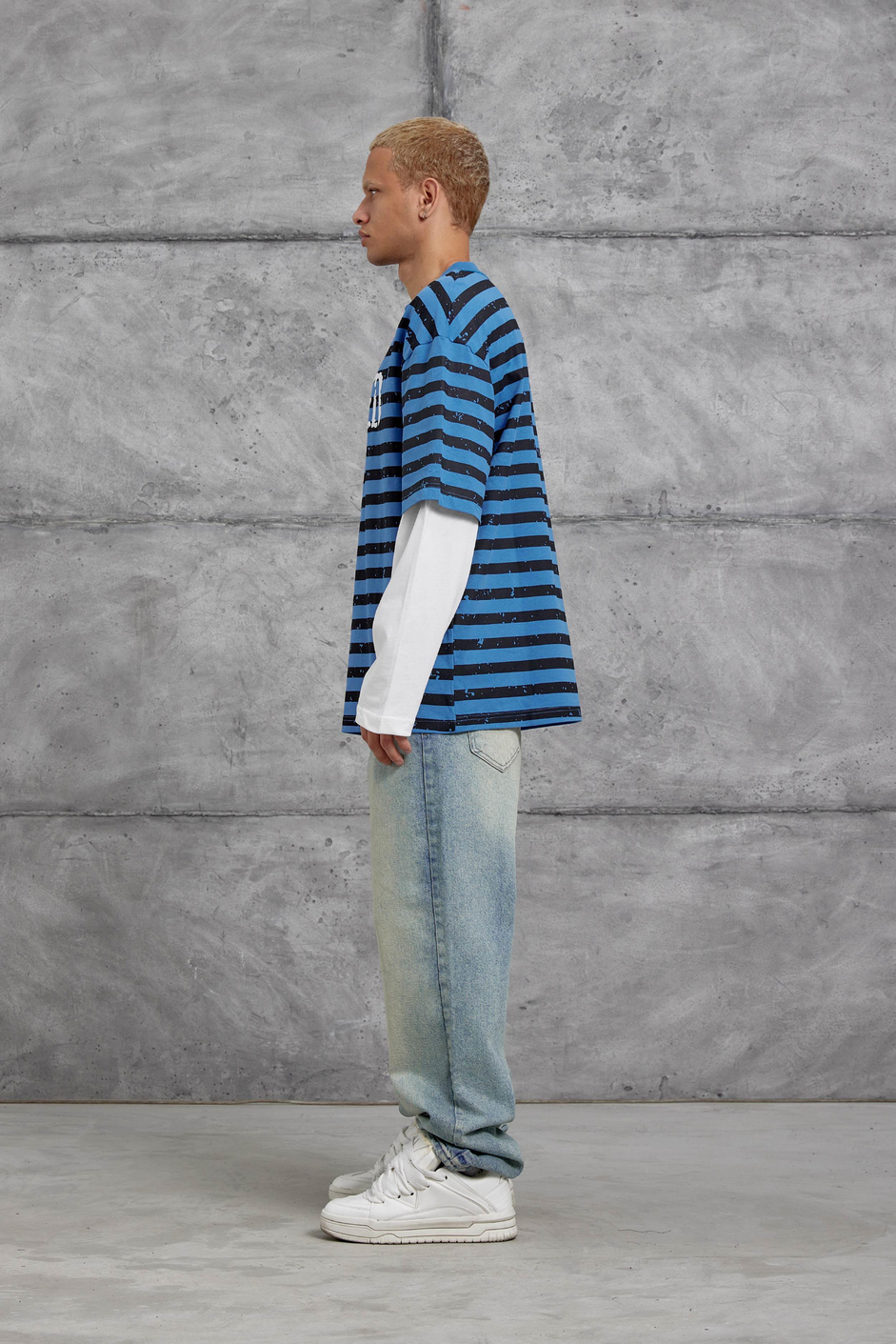 Mavi TAINED BASKILI KOLU PARCALI OVERSİZE SWEATSHIRT