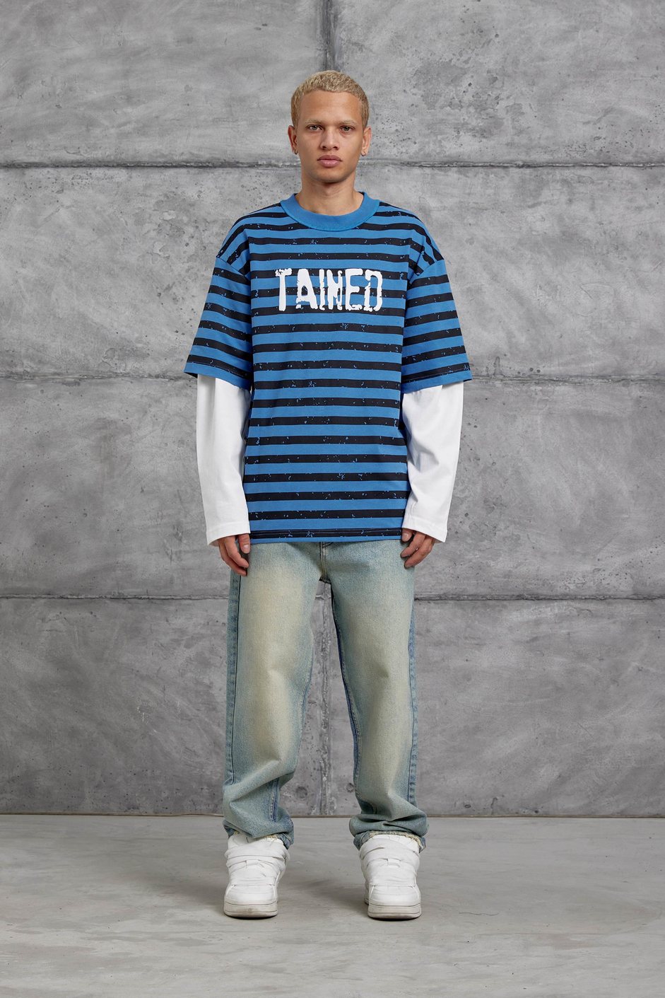 Mavi TAINED BASKILI KOLU PARCALI OVERSİZE SWEATSHIRT