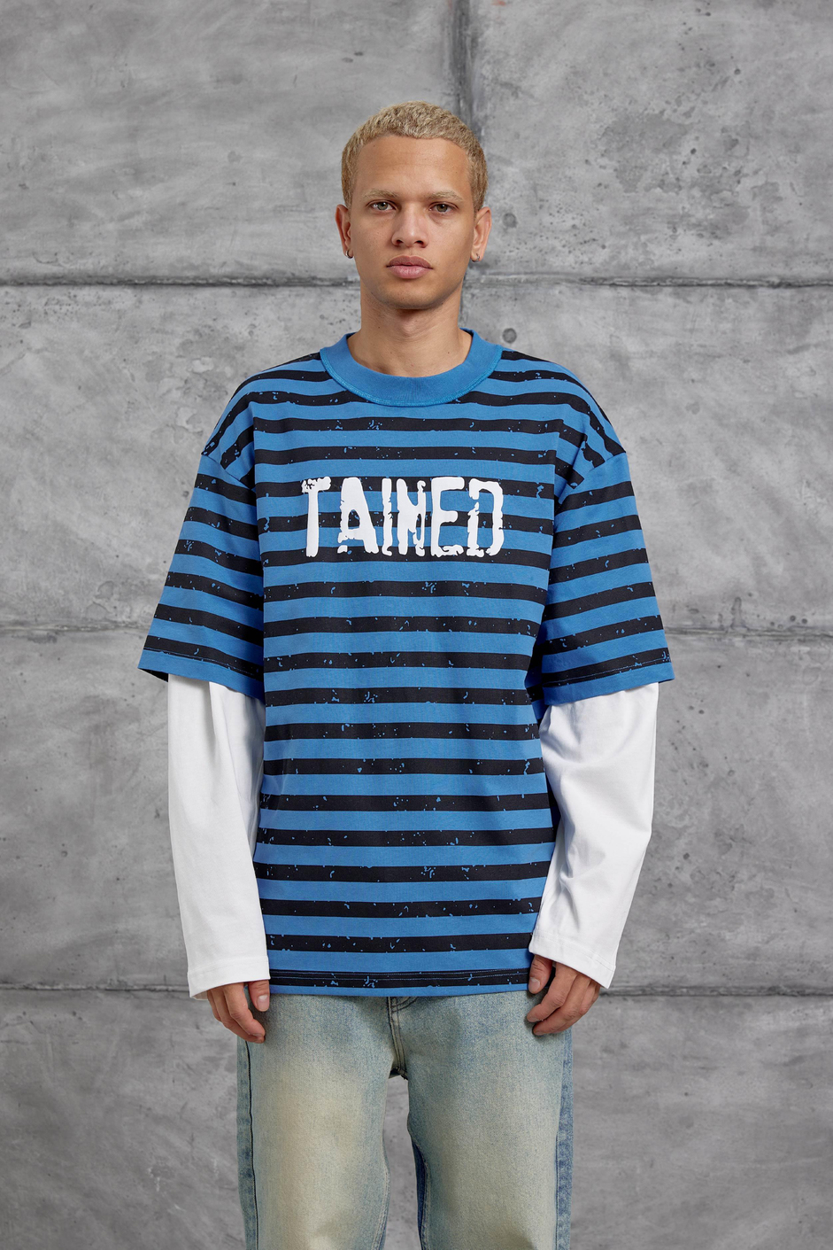 Mavi TAINED BASKILI KOLU PARCALI OVERSİZE SWEATSHIRT