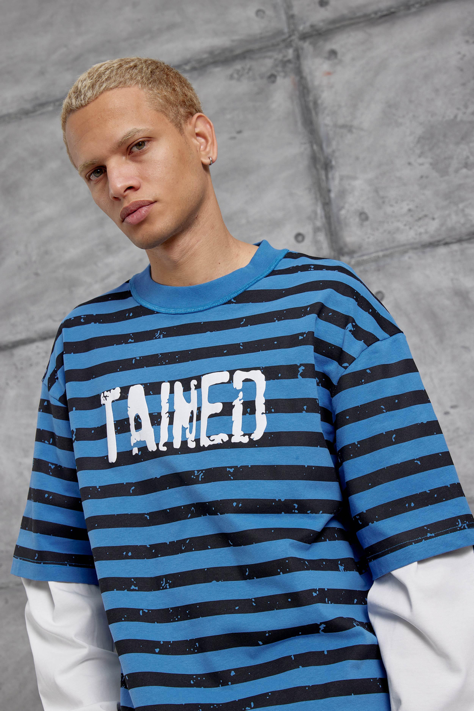 Mavi TAINED BASKILI KOLU PARCALI OVERSİZE SWEATSHIRT