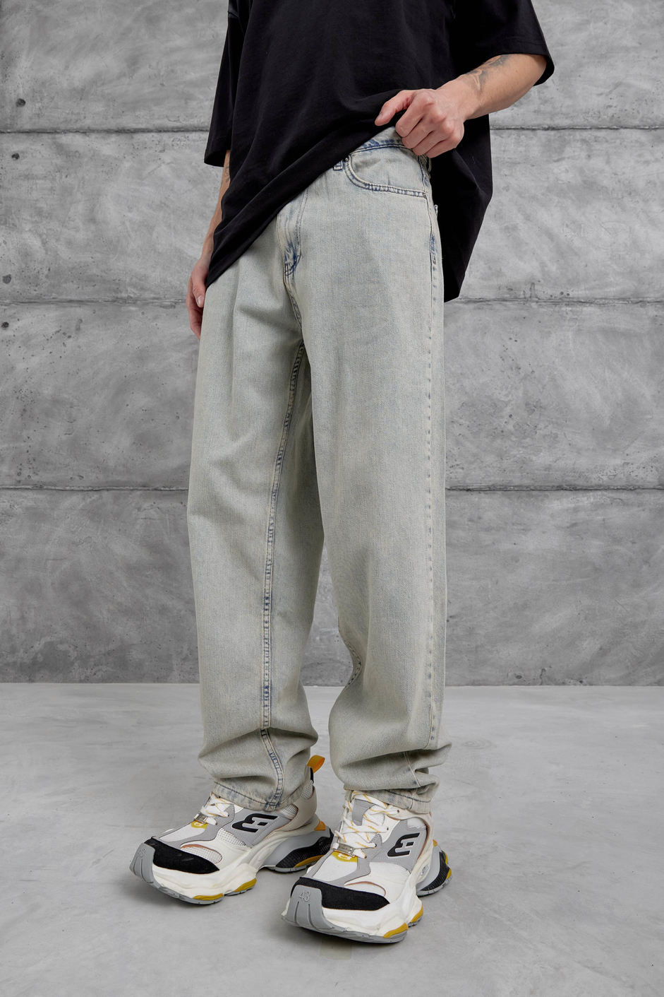 Mavi Vintage Taşlamalı Baggy Jean