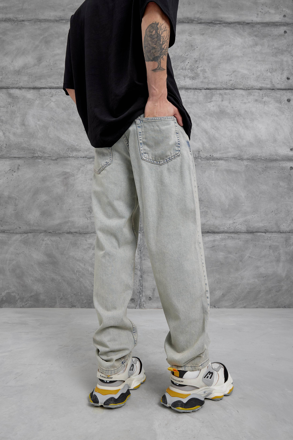 Mavi Vintage Taşlamalı Baggy Jean