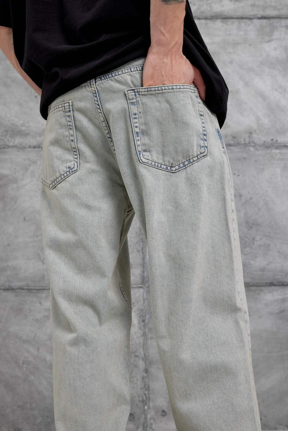 Mavi Vintage Taşlamalı Baggy Jean