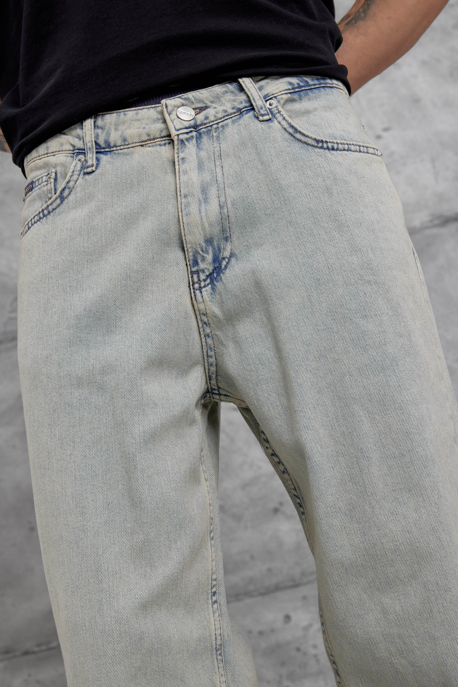 Mavi Vintage Taşlamalı Baggy Jean