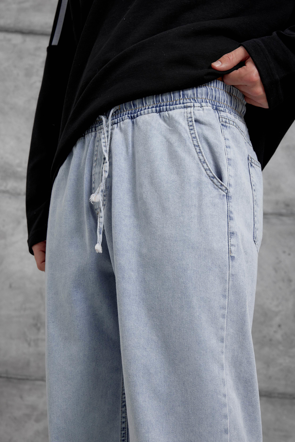 Mavi W11 BEL LASTİKLİ BAGGY PANTOLON