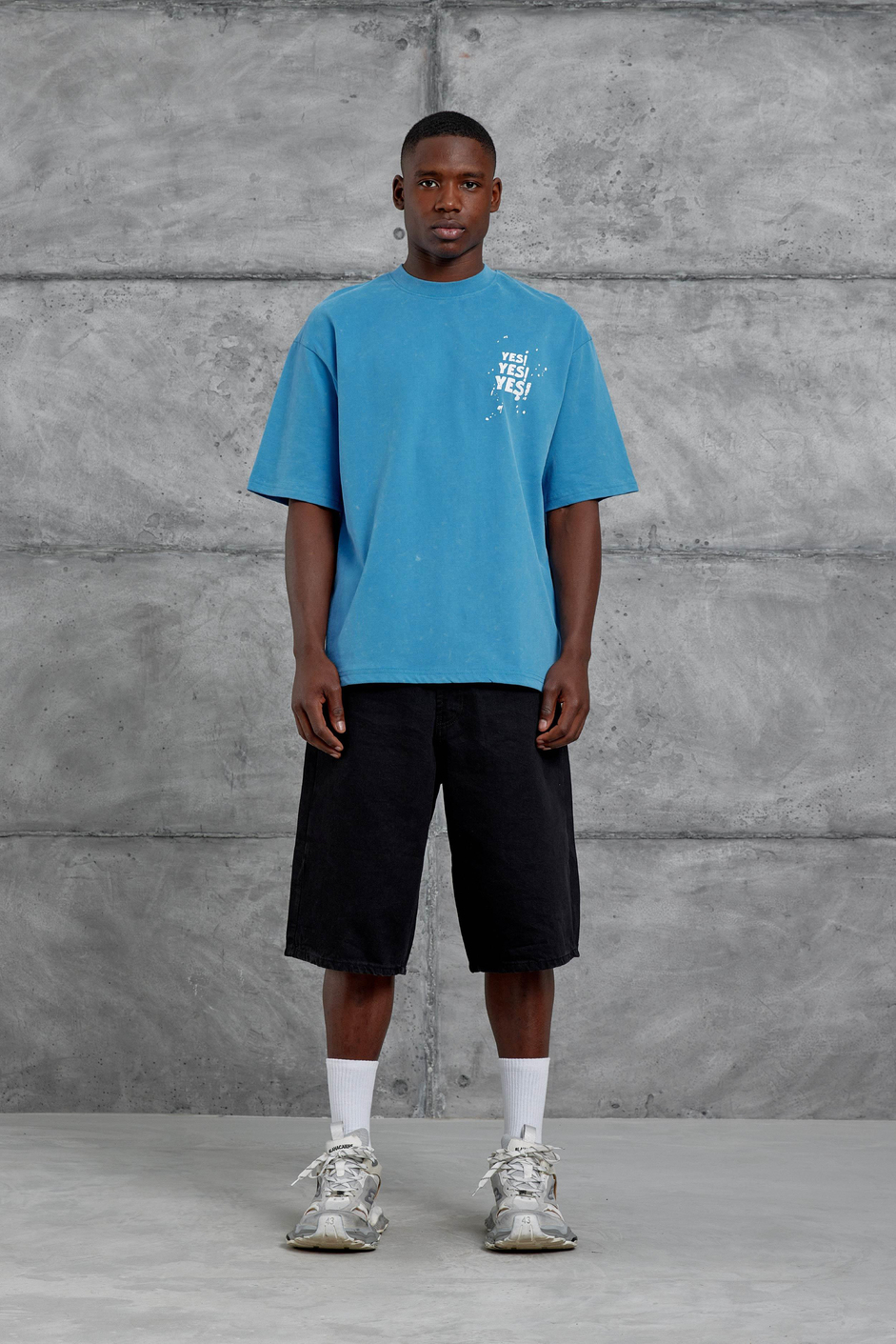 Mavi Yes Yazılı Oversize Tshirt