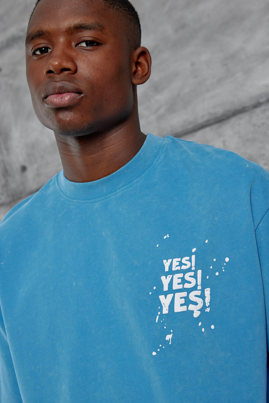 Mavi Yes Yazılı Oversize Tshirt