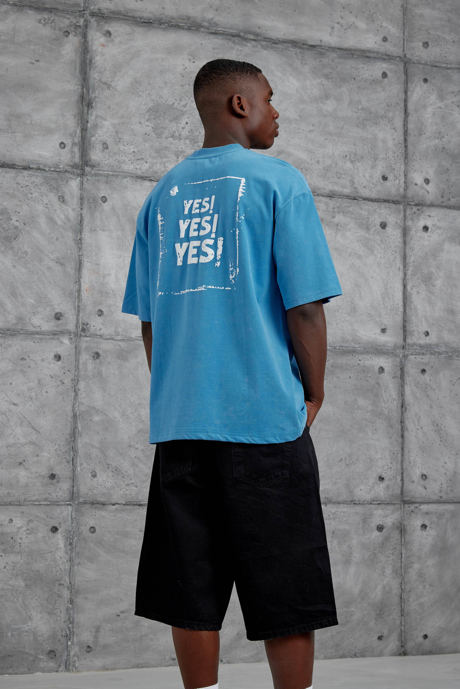Mavi Yes Yazılı Oversize Tshirt
