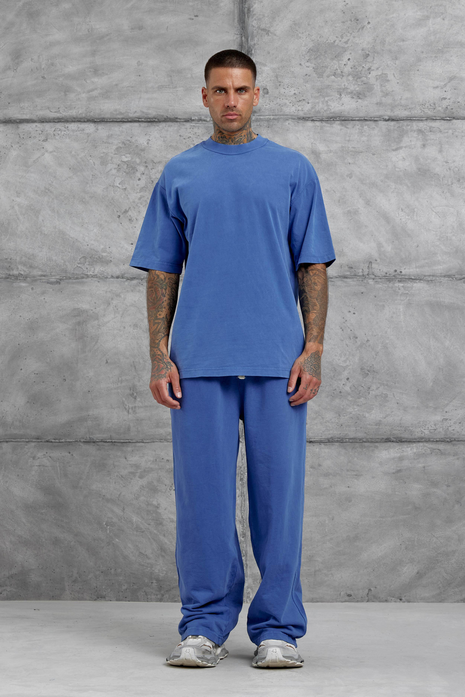 Mavi Yıkamalı Basic Baggy Eşofman