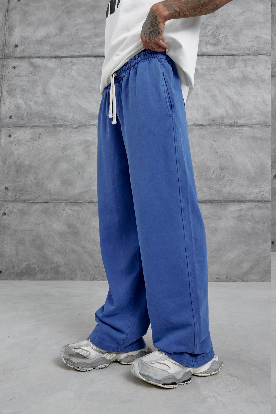 Mavi Yıkamalı Basic Baggy Eşofman