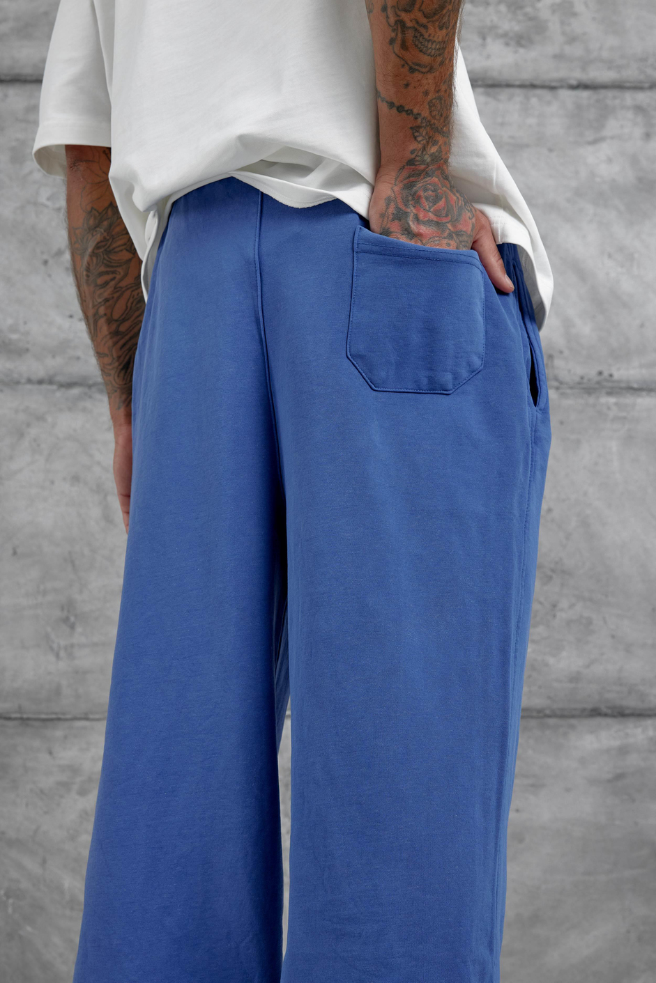 Mavi Yıkamalı Basic Baggy Eşofman