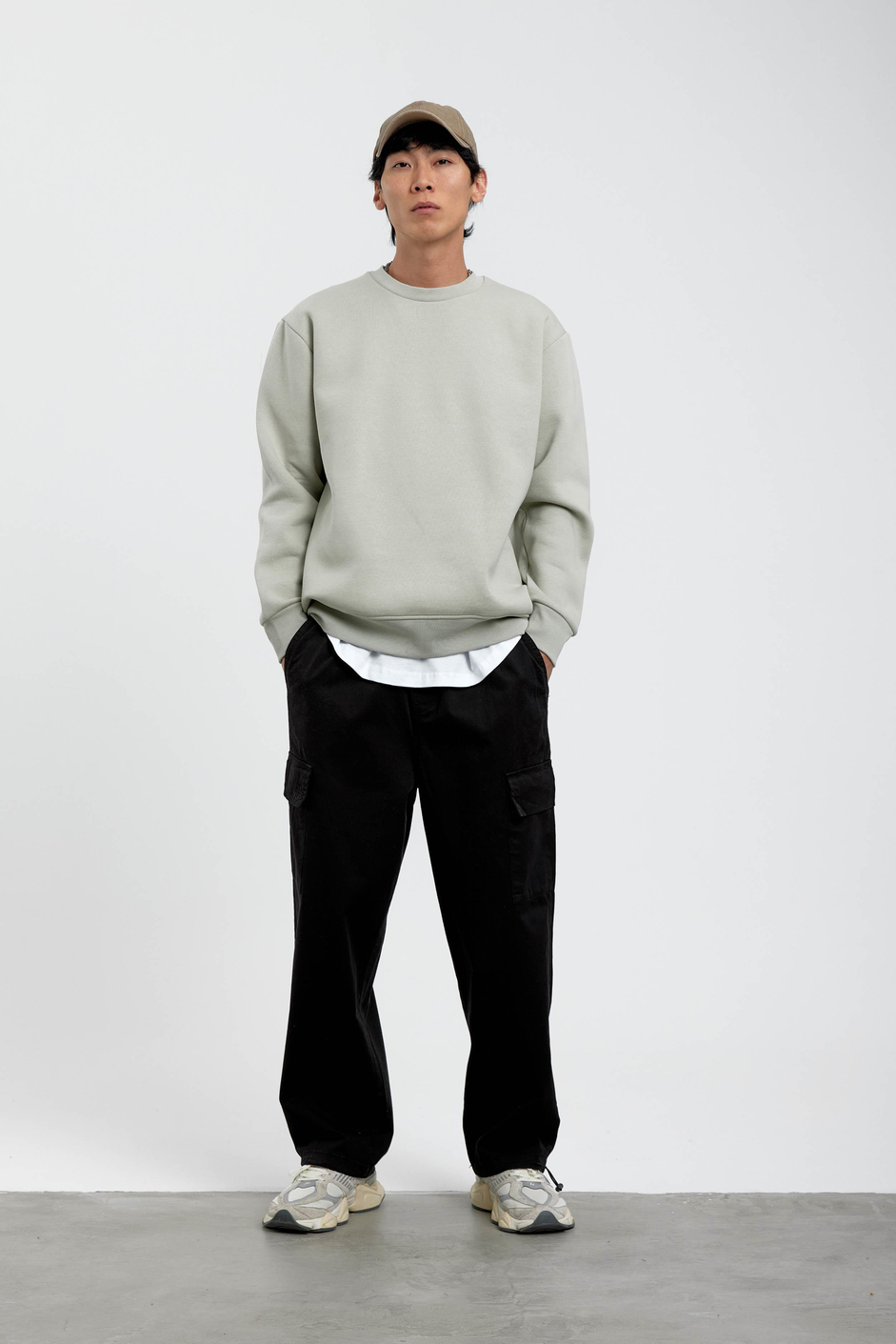 Mint Yeşili Bisiklet Yaka Basic Şardonlu Sweatshirt