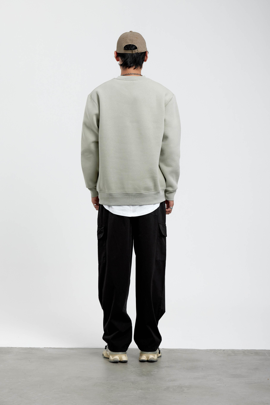 Mint Yeşili Bisiklet Yaka Basic Şardonlu Sweatshirt