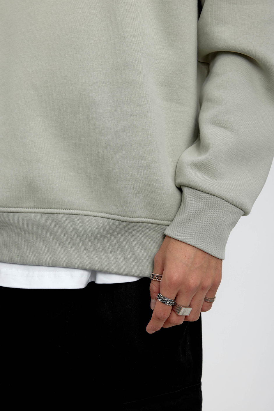 Mint Yeşili Bisiklet Yaka Basic Şardonlu Sweatshirt