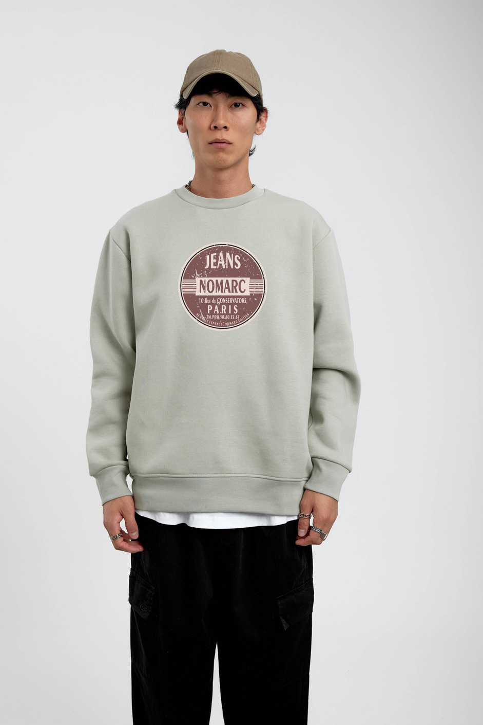 Mint Yeşili Daire Baskılı Sweatshirt