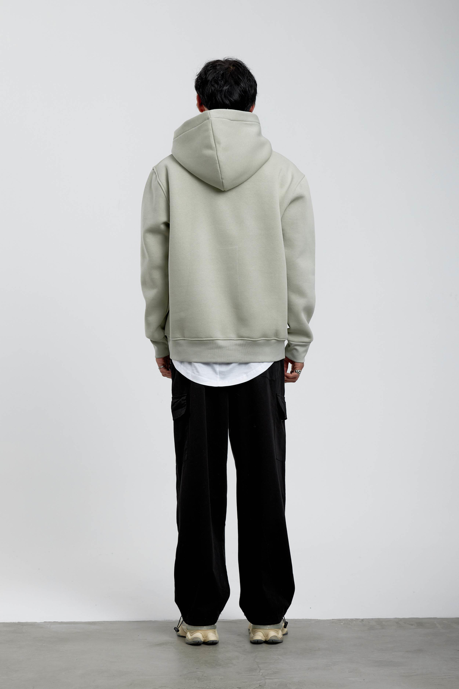 Mint Yeşili El Baskılı Kapüşonlu Sweatshirt