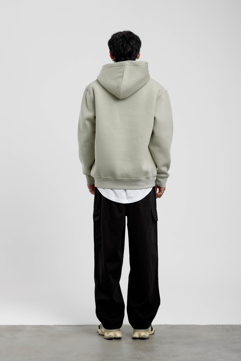 Mint Yeşili Kapüşonlu Basic Şardonlu Sweatshirt