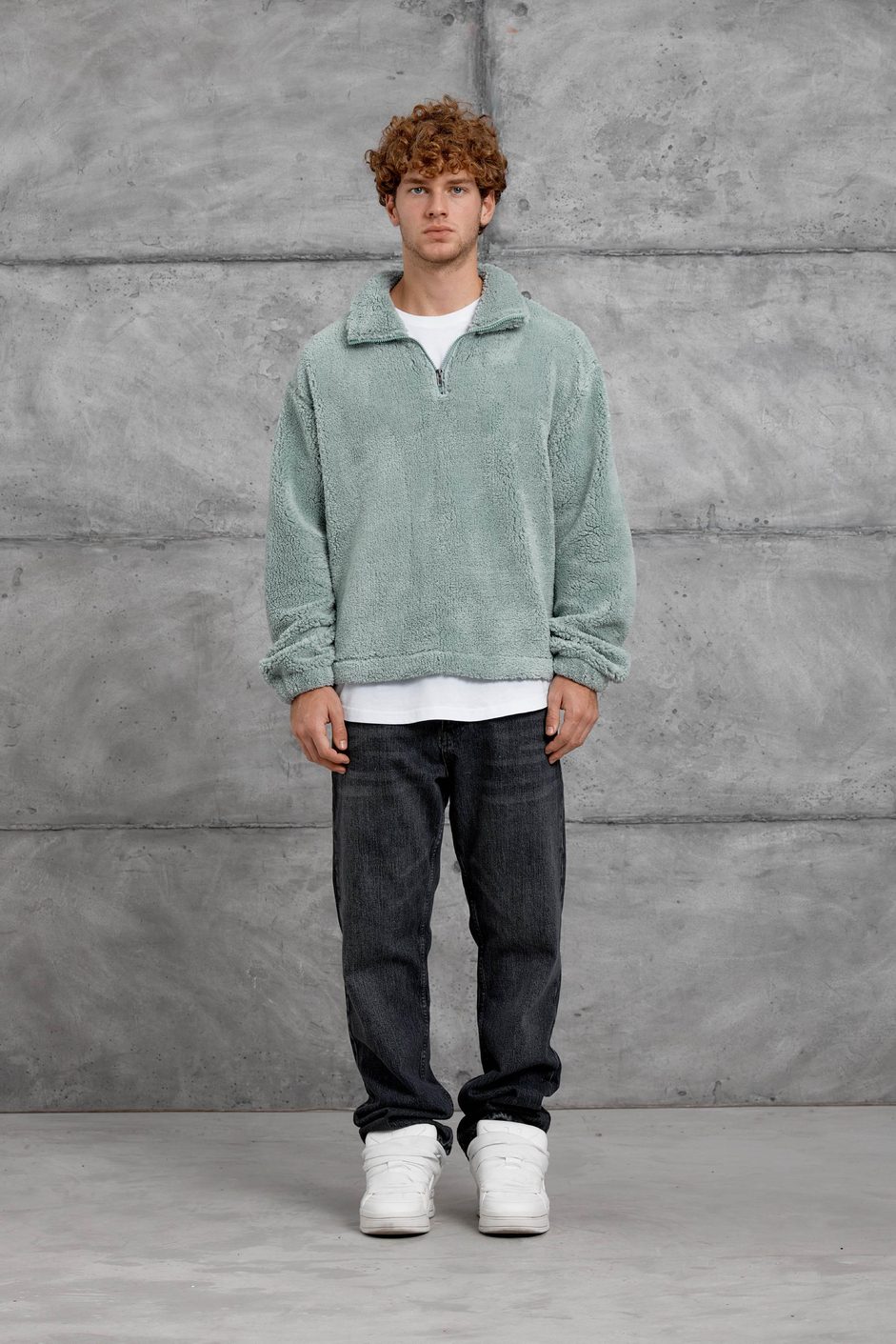 Mint Yeşili LNS YARIM FERMUAR PELUŞ SWEATSHİRT