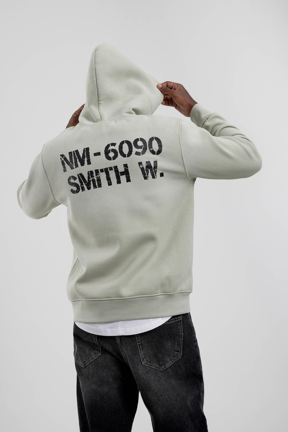 Mint Yeşili NM-6090 Baskılı Kapüşonlu Sweatshirt