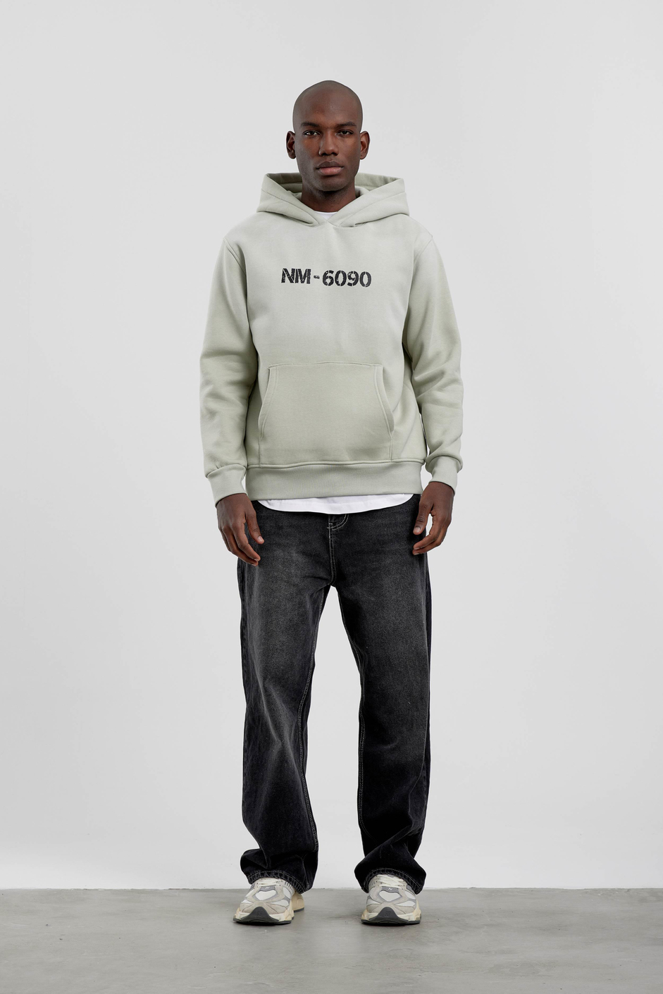 Mint Yeşili NM-6090 Baskılı Kapüşonlu Sweatshirt