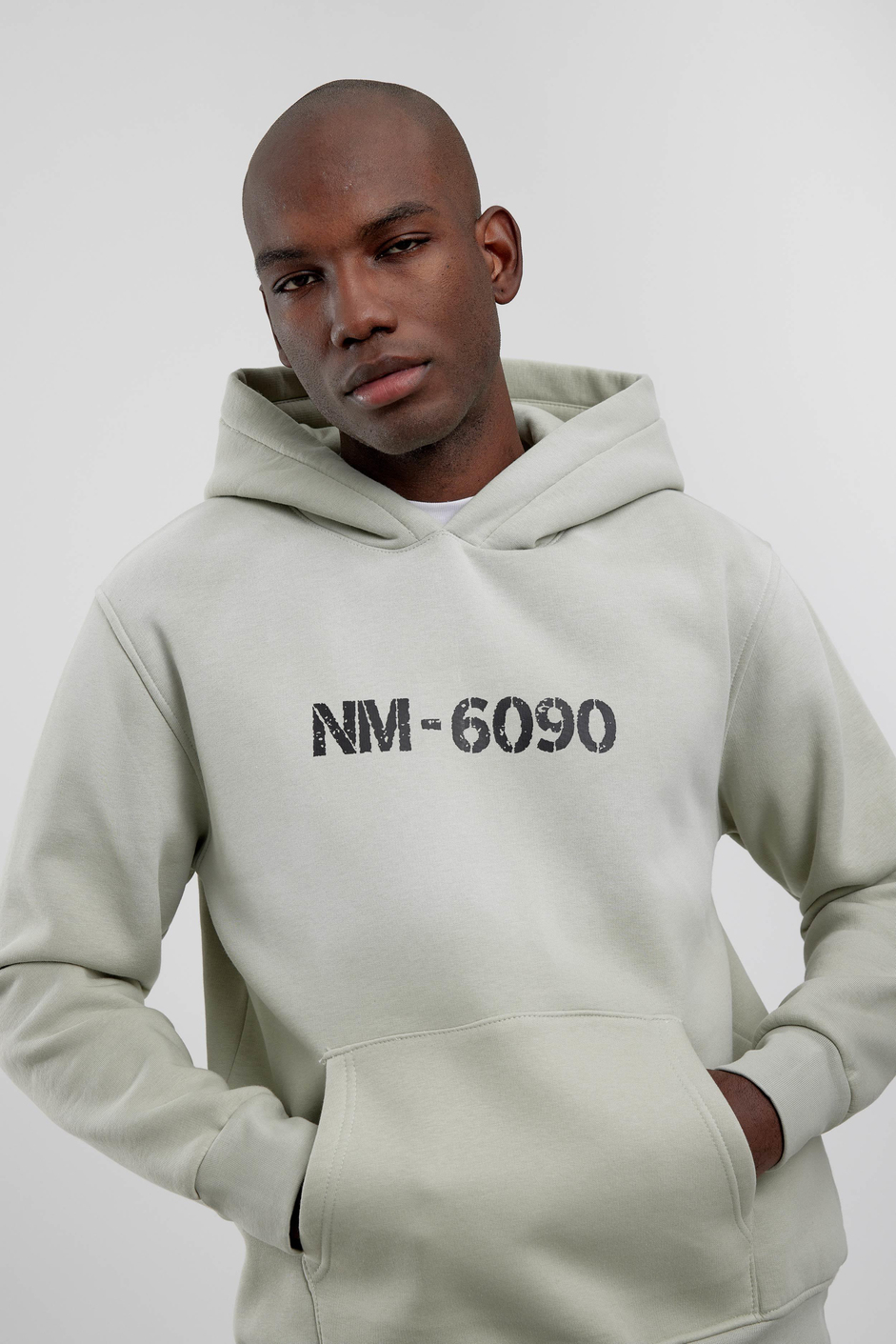 Mint Yeşili NM-6090 Baskılı Kapüşonlu Sweatshirt