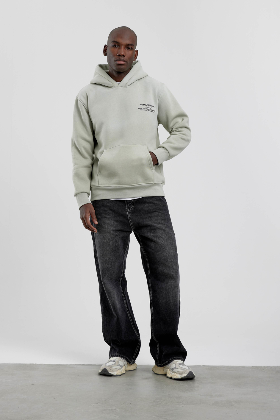 Mint Yeşili Nomarc Bloc Baskılı Kapüşonlu Sweatshirt
