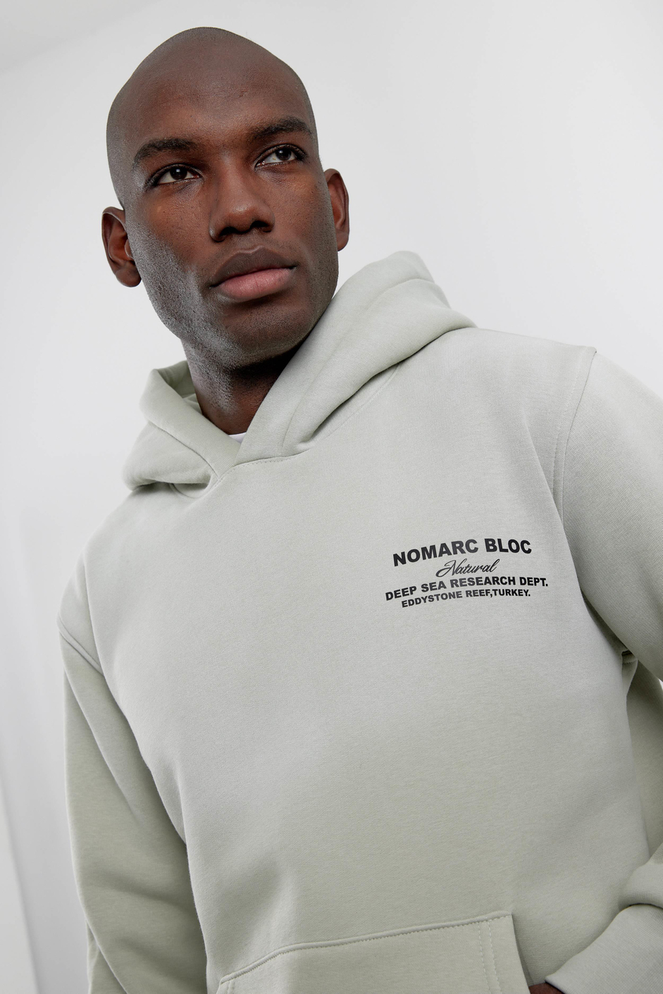 Mint Yeşili Nomarc Bloc Baskılı Kapüşonlu Sweatshirt