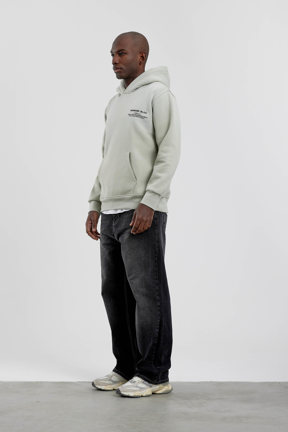 Mint Yeşili Nomarc Bloc Baskılı Kapüşonlu Sweatshirt