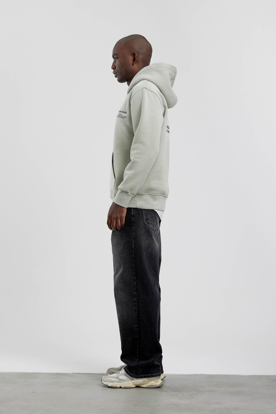 Mint Yeşili Nomarc Bloc Baskılı Kapüşonlu Sweatshirt