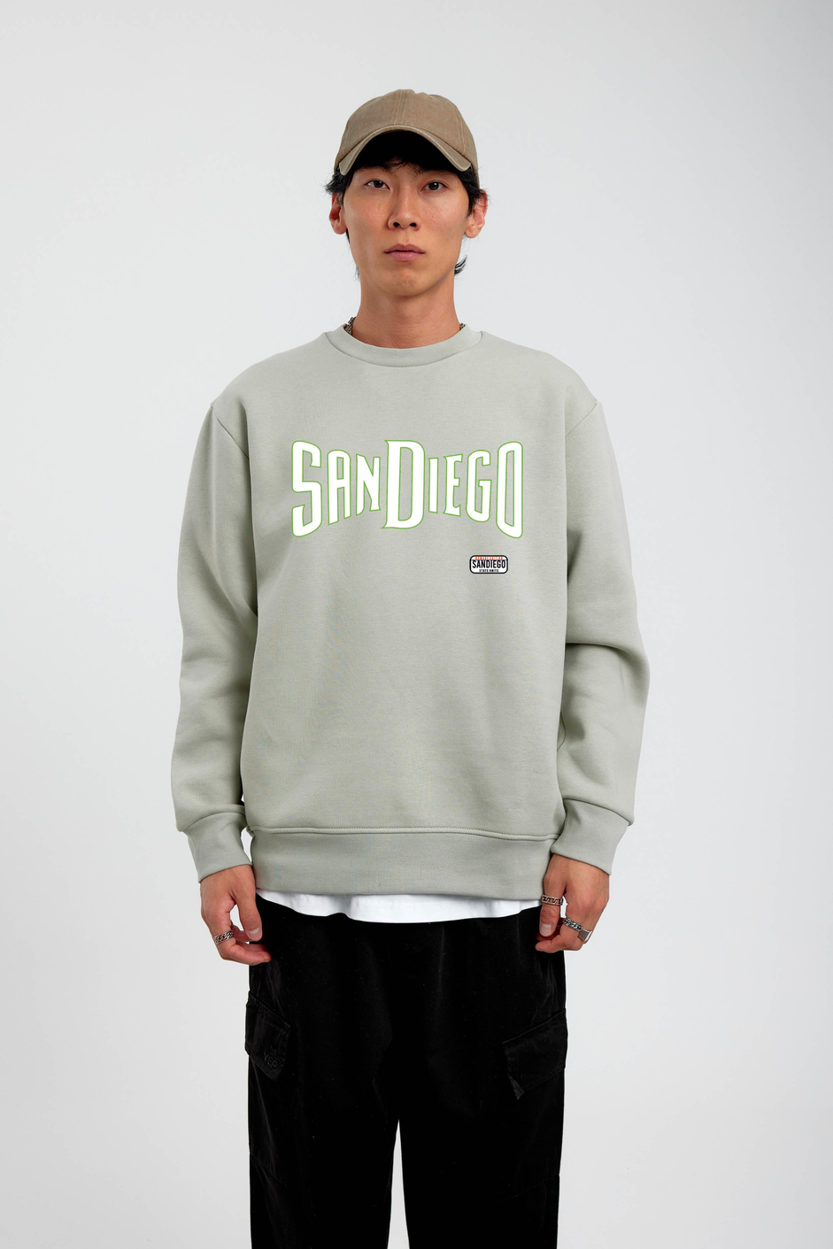 Mint Yeşili San Diego Yazılı Sweatshirt
