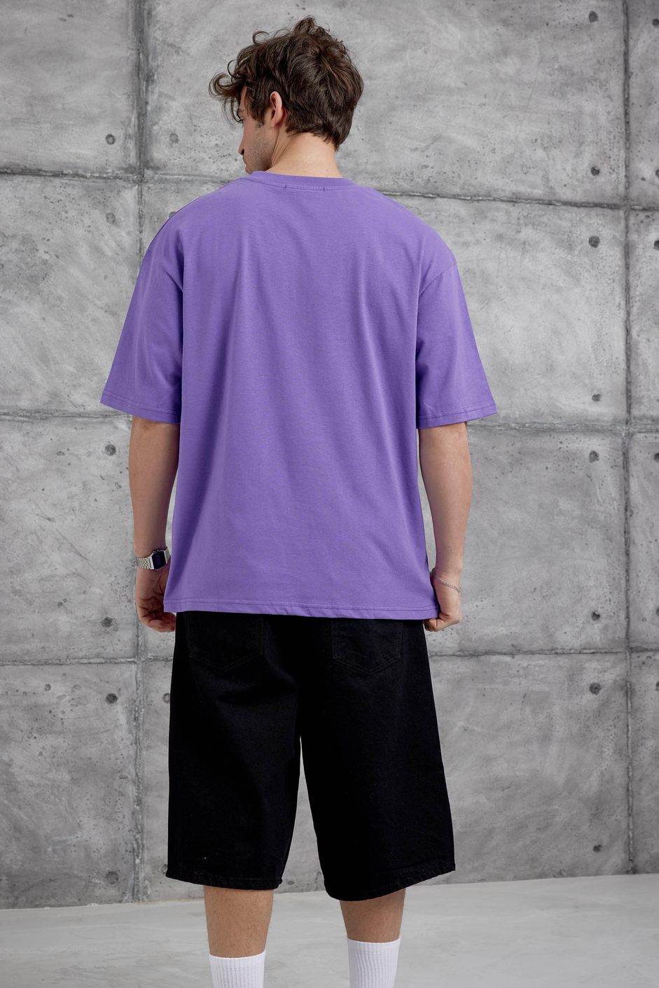 Mor Brabus Yazılı Oversize Tshirt
