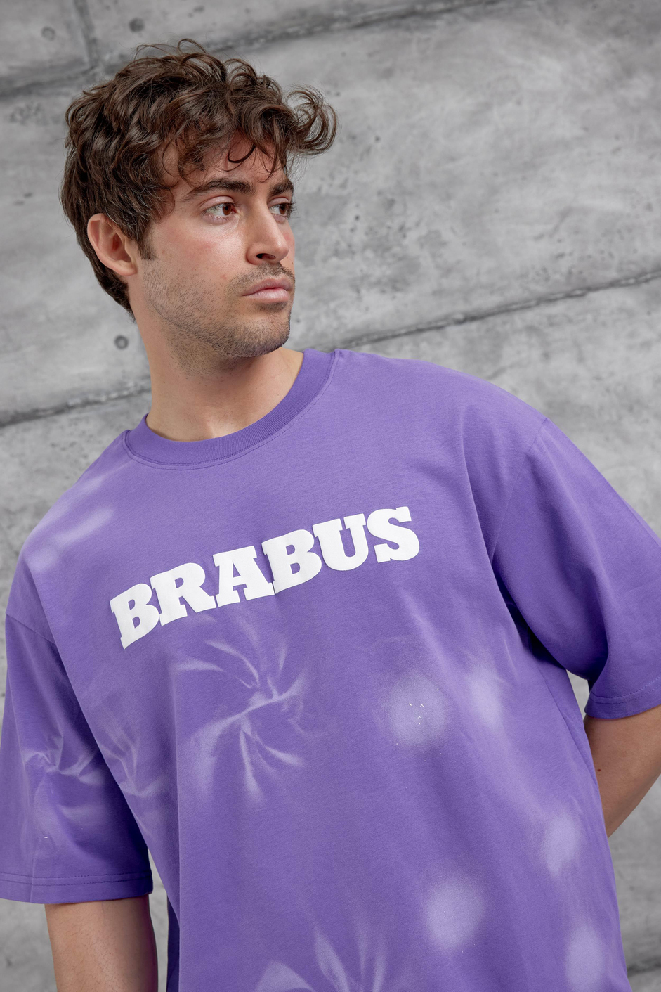 Mor Brabus Yazılı Oversize Tshirt