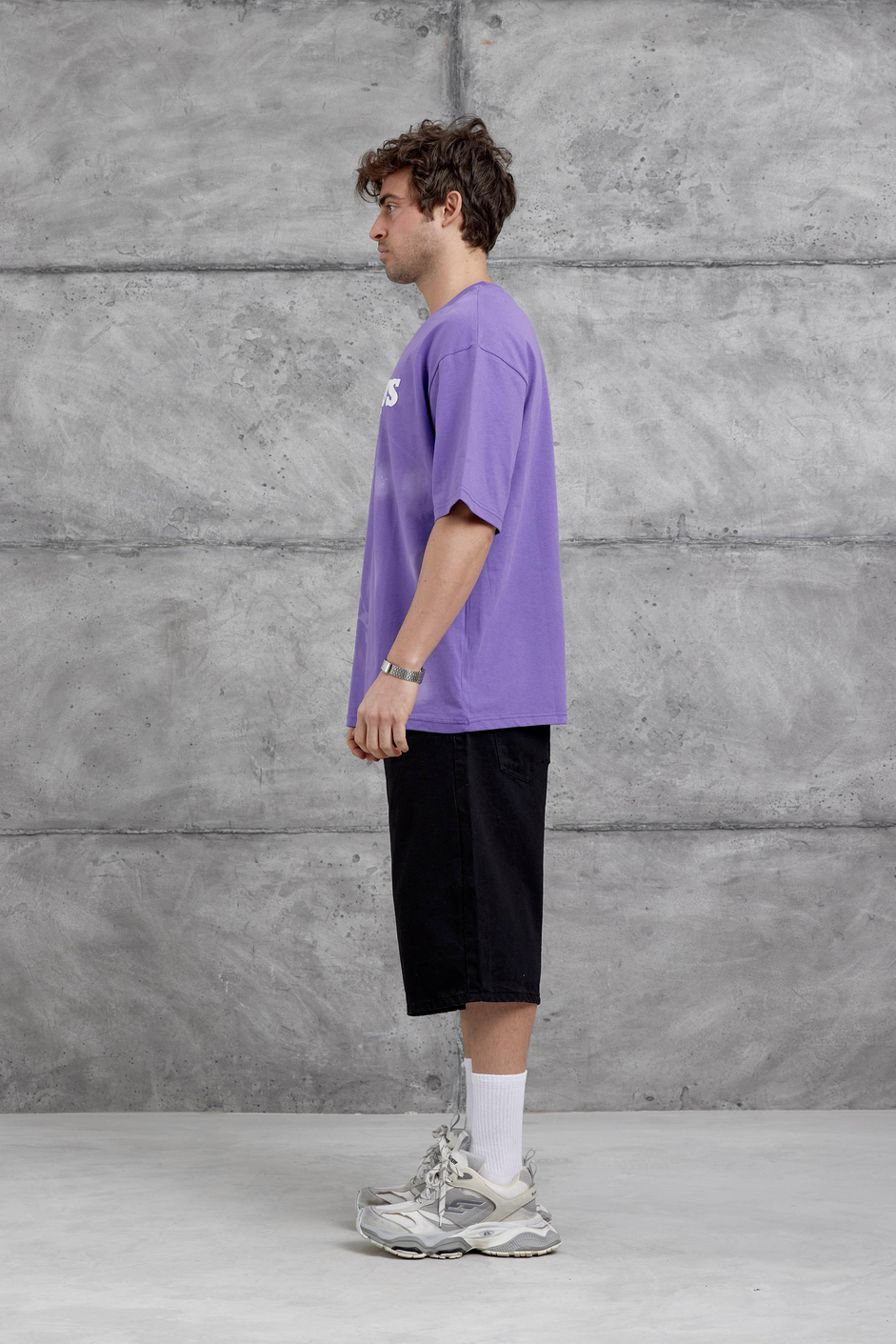 Mor Brabus Yazılı Oversize Tshirt