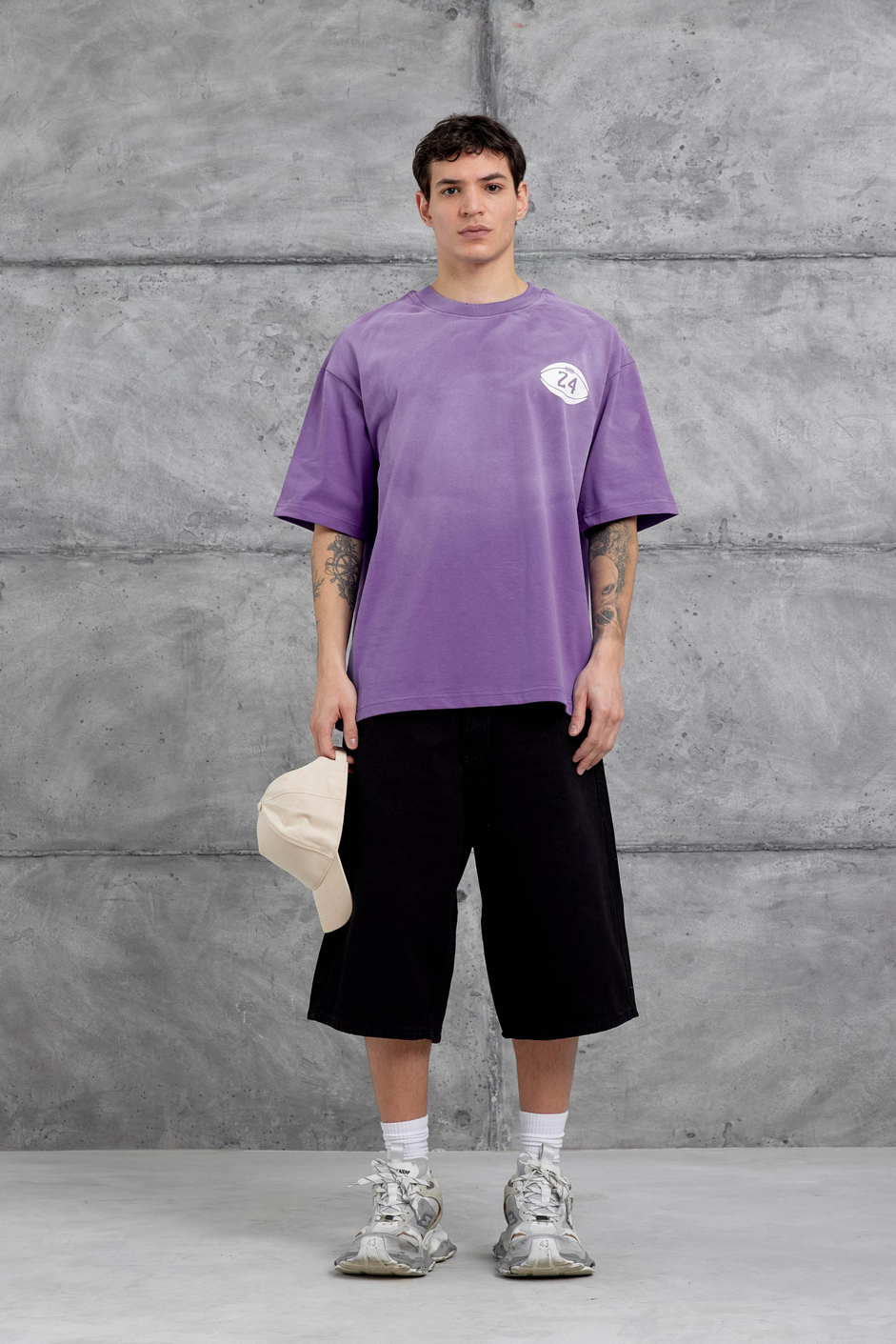 Mor Canfield Card Yazılı Oversize Tshirt