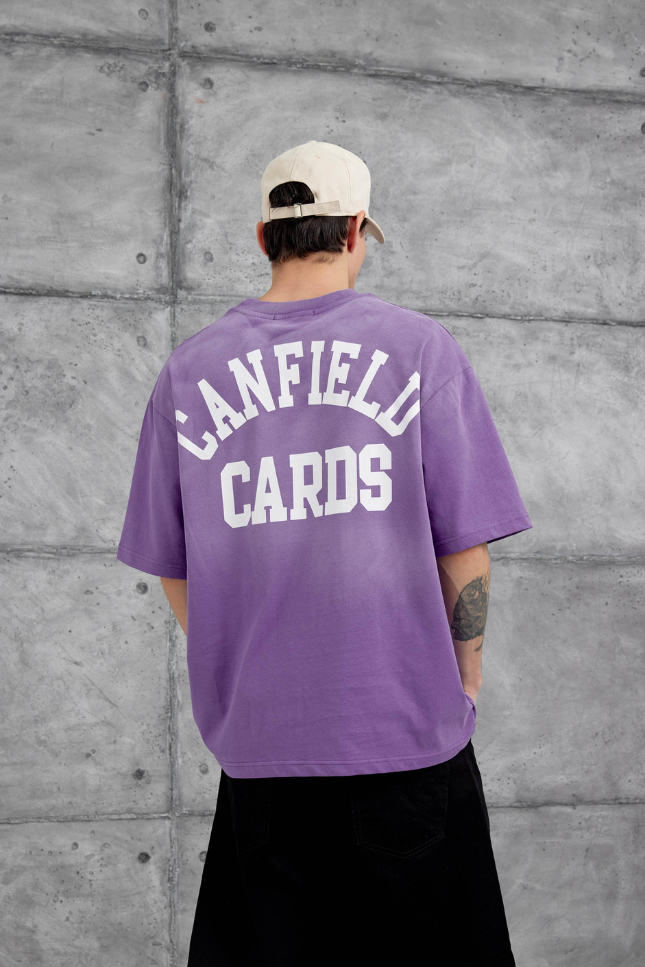 Mor Canfield Card Yazılı Oversize Tshirt