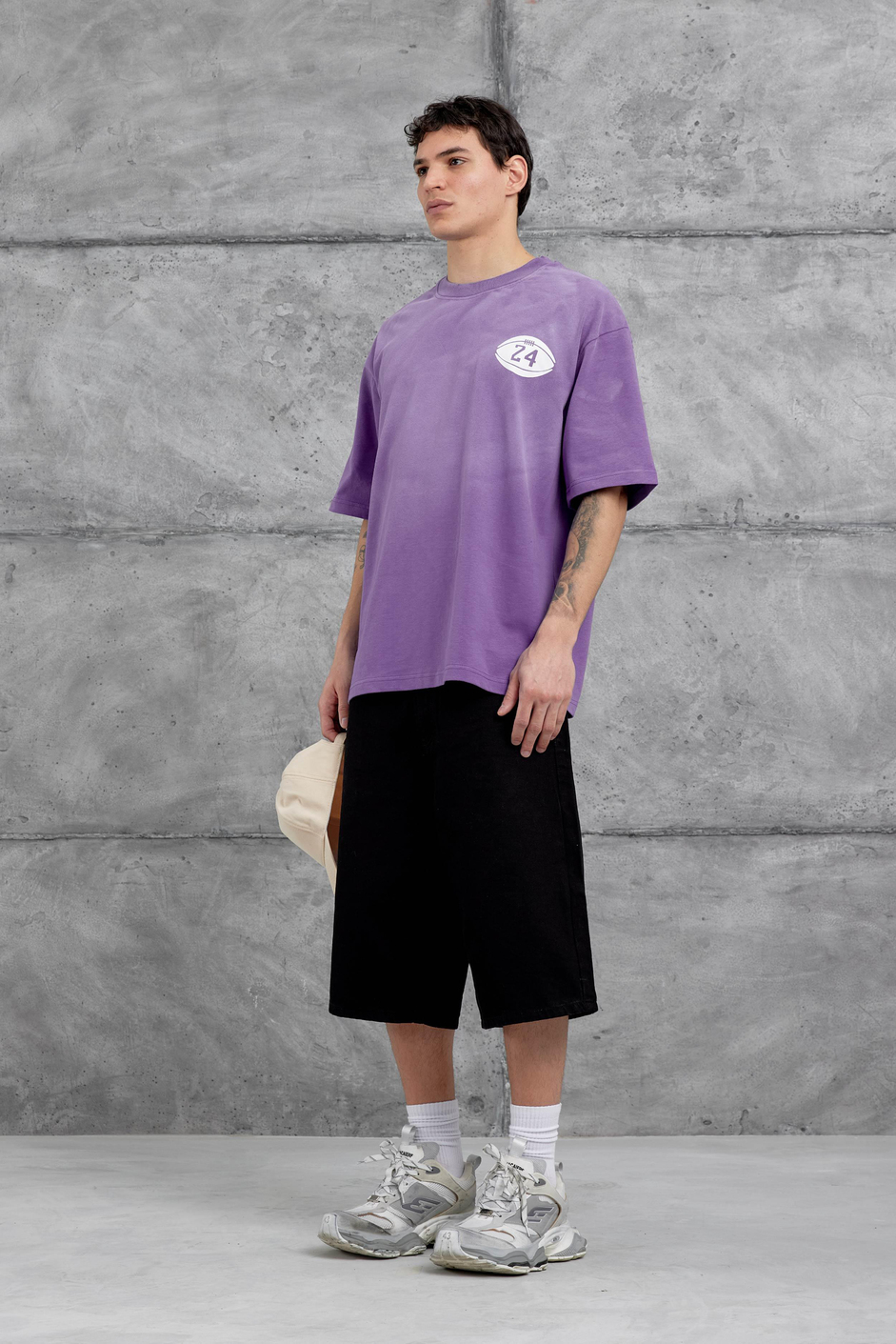 Mor Canfield Card Yazılı Oversize Tshirt