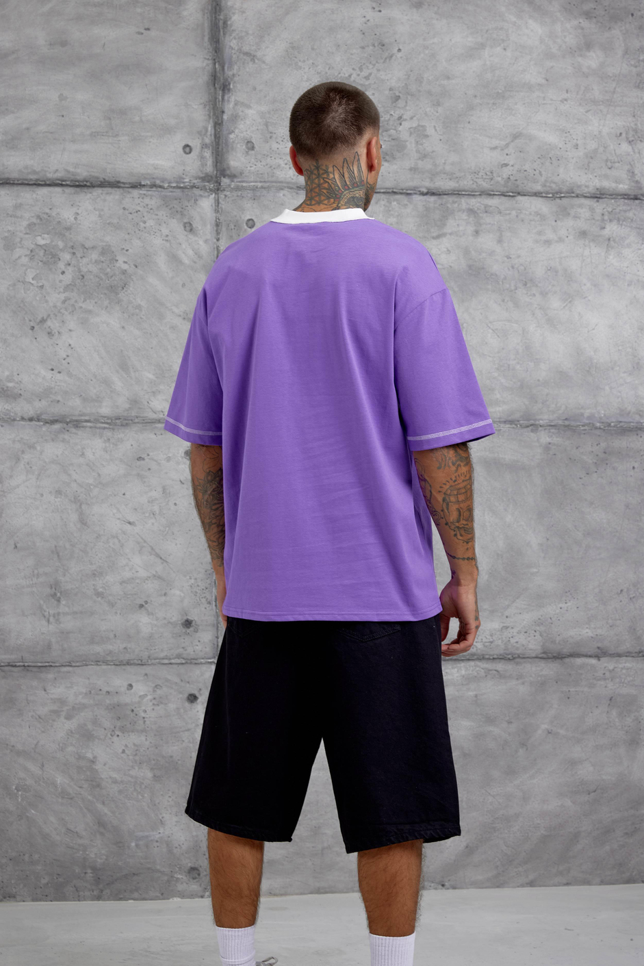 Mor Dont Cry Baskılı Oversize Tshirt