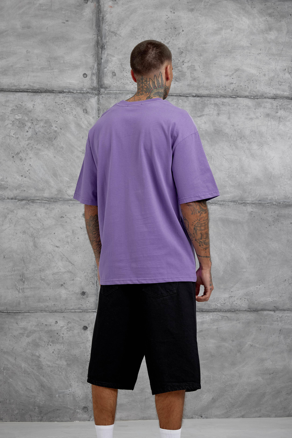 Mor Gabserine Yazılı Oversize Tshirt