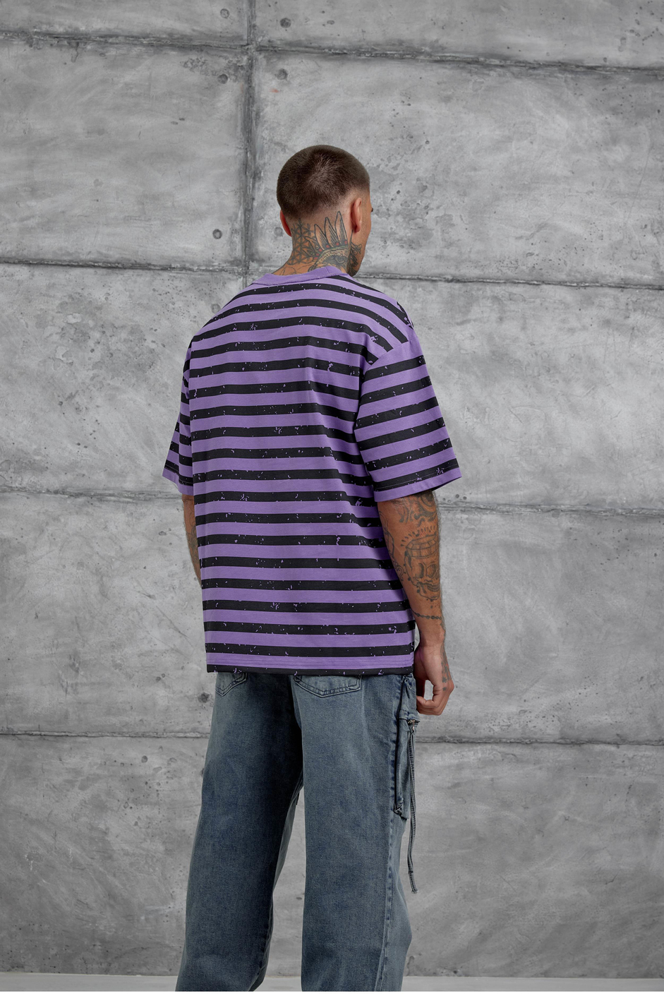 Mor Tained Baskılı Oversize Tshirt