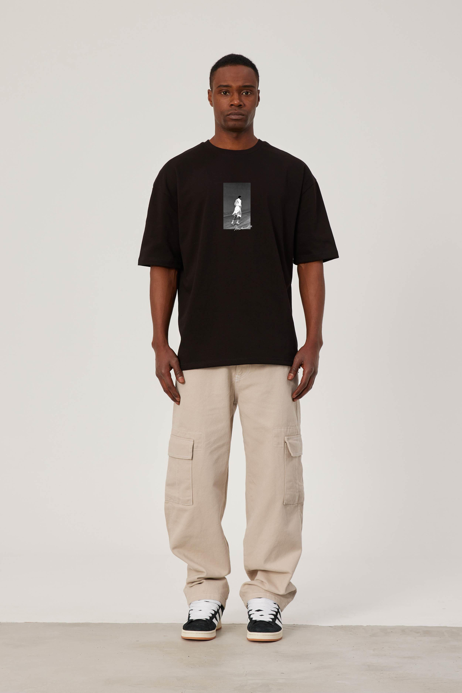Muhammed Ali Fotoğraf Baskılı Siyah Tshirt