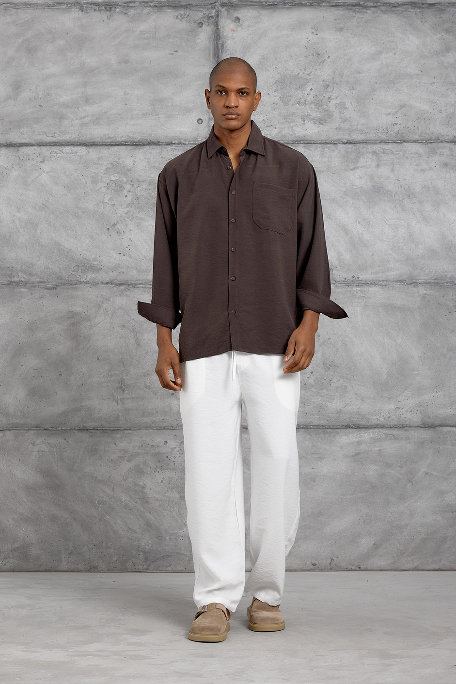 Mürdüm MODAL KUMAŞ OVERSIZE GÖMLEK